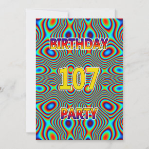 Psychedelic 107:e Födelsedagsfest inbjudan