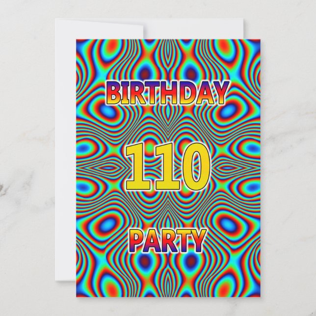 Psychedelic 110:e Födelsedagsfest inbjudan (Framsida)