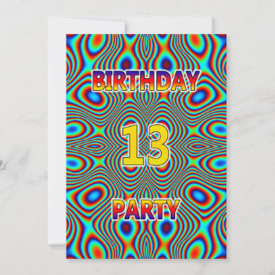 Psychedelic 13:e Födelsedagsfest inbjudan