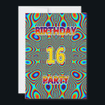 Psychedelic 16:e Födelsedagsfest inbjudan<br><div class="desc">En öga som fångar psykedelisk 16:e födelsedagsfest inbjudan. Det här är ett födelsedagsfest inbjudan som kommer att uppmärksammas. Lägg till information om party på baksidan om du vill anpassa det här speciella kortet.</div>