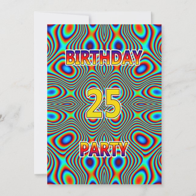 Psychedelic 25:e Födelsedagsfest inbjudan (Framsida)