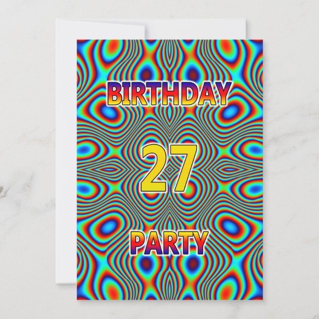 Psychedelic 27:e Födelsedagsfest inbjudan (Framsida)
