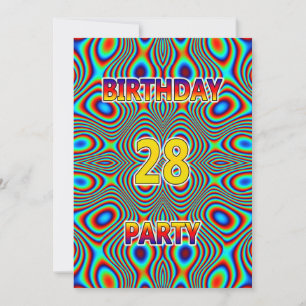 Psychedelic 28:e Födelsedagsfest inbjudan