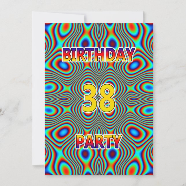 Psychedelic 38:e Födelsedagsfest inbjudan (Framsida)