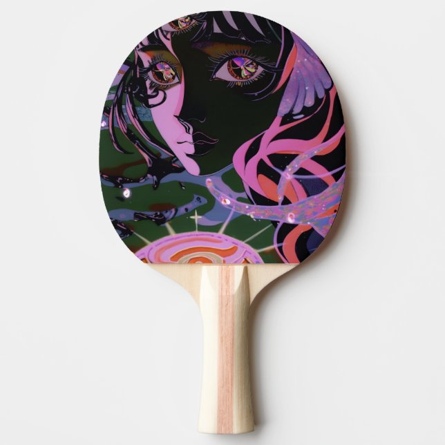 Psychedelic 3rd Öga Anime Girl Pingisracket (Framsidan)