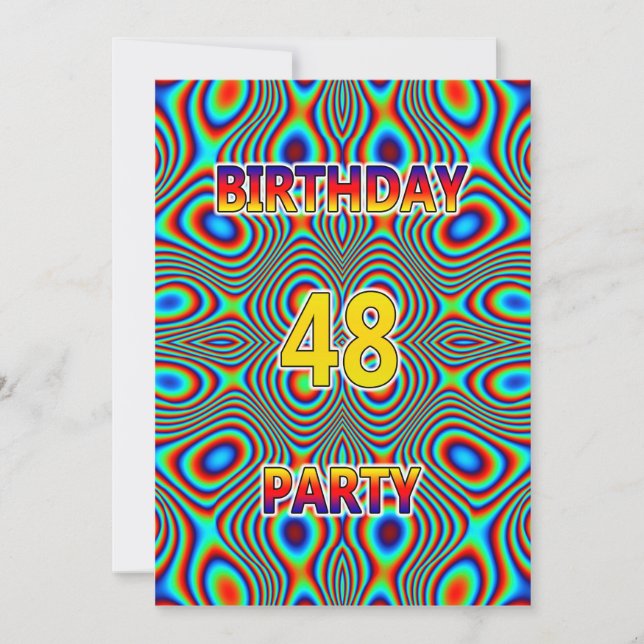 Psychedelic 48:e Födelsedagsfest inbjudan (Framsida)