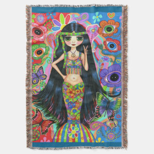 Psychedelic 60-tal för fredstecken för mysfilt
