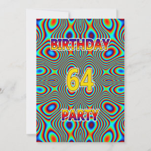 Psychedelic 64:e Födelsedagsfest inbjudan