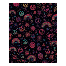 Psychedelic 70s Wall Art | Neon Daisies & Electric Perfect Poster