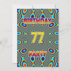 Psychedelic 77:e Födelsedagsfest inbjudan