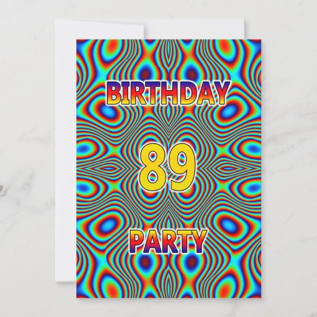 Psychedelic 89:e Födelsedagsfest inbjudan (Framsida)