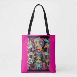 Psychedelic 90s Style All Over Print Tote Bag Tygkasse