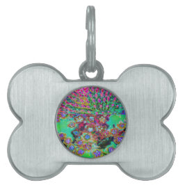 Psychedelic Abstrakt Groovy Lila Sedum ID-bricka Husdjur