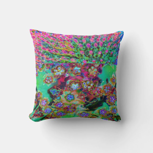 Psychedelic Abstrakt Groovy Lila Sedum Kudde (Framsida)