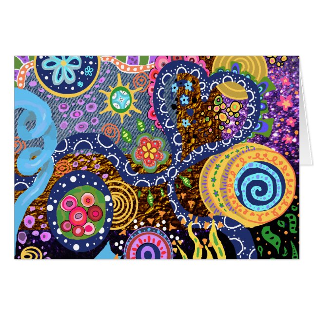 Psychedelic abstrakt mönster hälsningskort (Framsidan Horizontal)