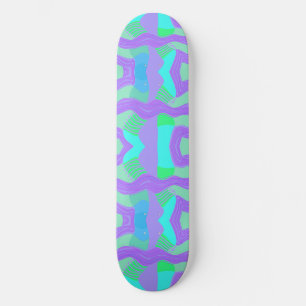 Psychedelic African Patchwork: Grönt Lilac Blue Mini Skateboard Bräda 18,5 Cm