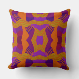 Psychedelic African Patchwork: Lila Orange Olive Kudde