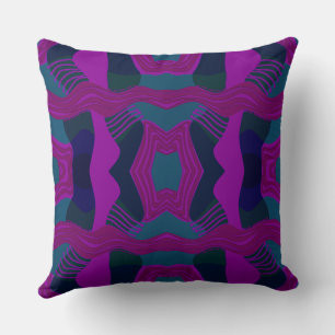 Psychedelic African Patchwork: Teal Magenta Grönt Kudde