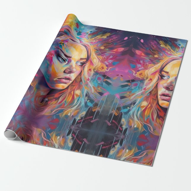 Psychedelic Alice in wonderland Rosa Girl Girl The Presentpapper (Utrullad)