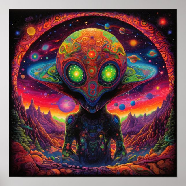 Psychedelic Alien Friend Poster (Framsidan)
