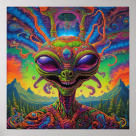 Psychedelic Alien Porträtt Poster