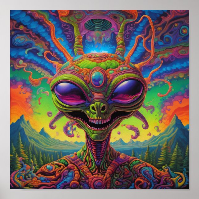 Psychedelic Alien Porträtt Poster (Framsidan)