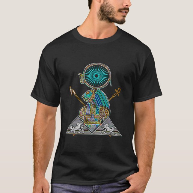 Psychedelic Ancient Egyptian Helig Geometry Sekhm T Shirt (Framsida)