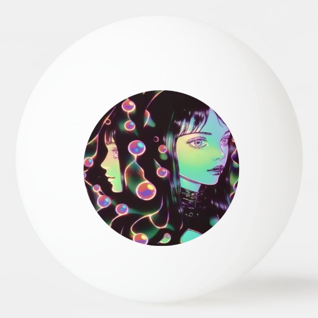 Psychedelic Anime Girl Pingisboll (Framsidan)