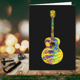 Psychedelic Art Acoustic Guitar Musical Instrument Kort