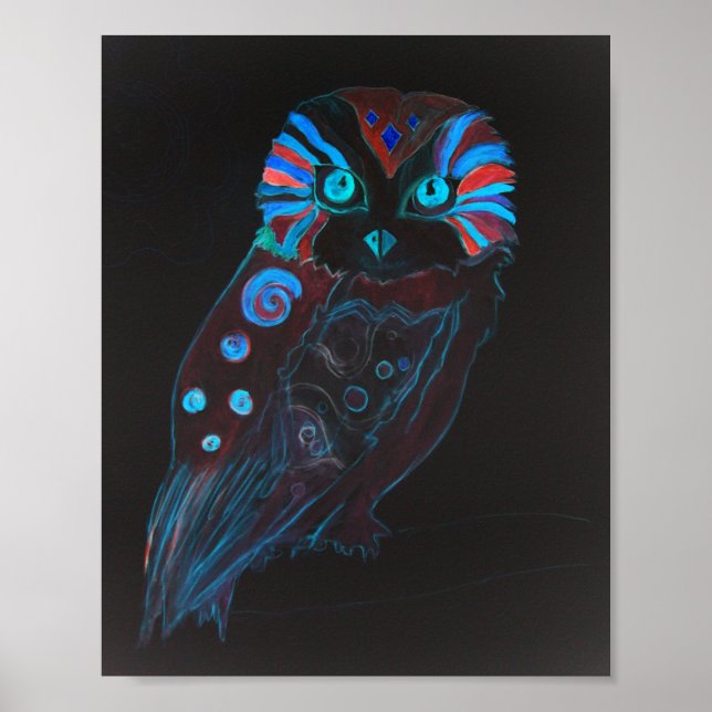 Psychedelic Art Psychedelic Poster 60-talet Uggla  (Framsidan)