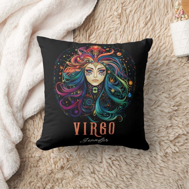 Psychedelic Art Våg Zodiac Namn Kudde (Filt)
