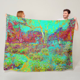 Psychedelic Autumn Guld och Aqua Garden Ligcape Fleecefilt