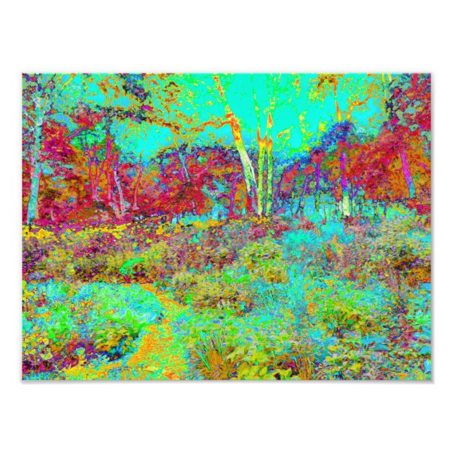 Psychedelic Autumn Guld och Aqua Garden Ligcape Fototryck (Framsidan)