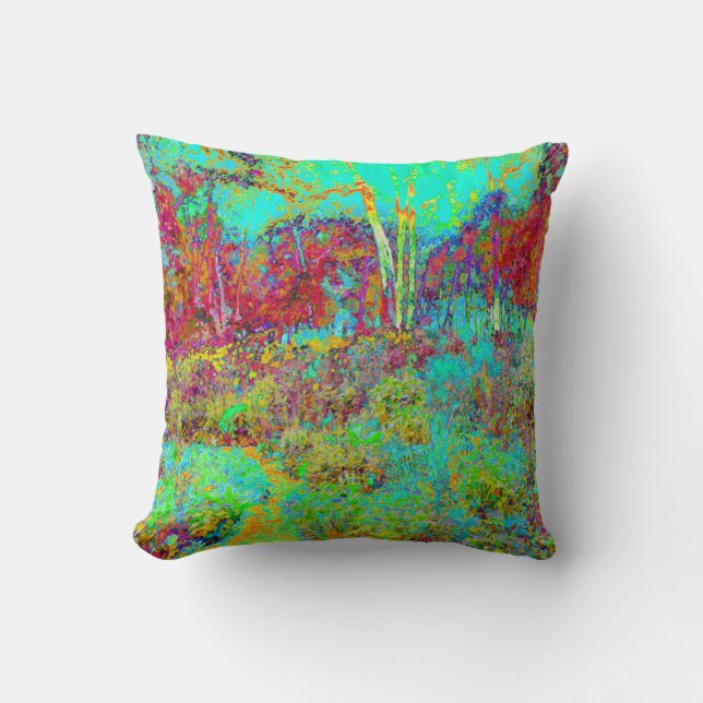 Psychedelic Autumn Guld och Aqua Garden Ligcape Kudde (Framsida)