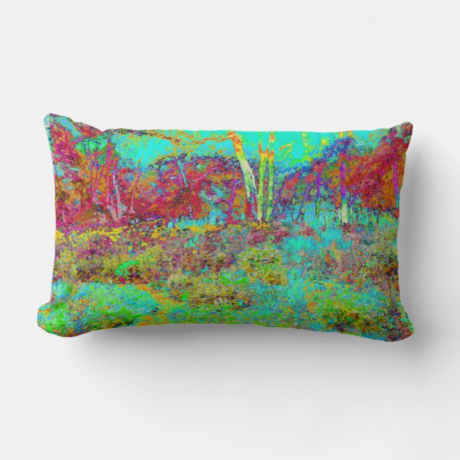 Psychedelic Autumn Guld och Aqua Garden Ligcape Lumbarkudde (Framsida)