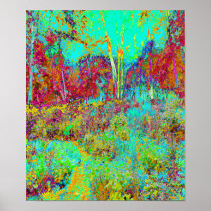 Psychedelic Autumn Guld och Aqua Garden Ligcape Poster