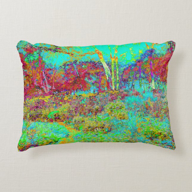 Psychedelic Autumn Guld och Aqua Garden Ligcape Prydnadskudde (Framsidan)