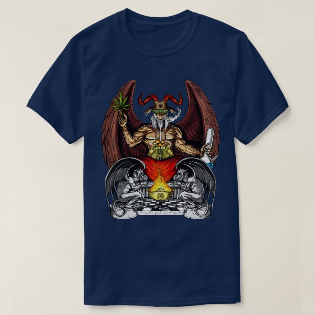 Psychedelic Baphomet Ogräs T Shirt (Design framsida)