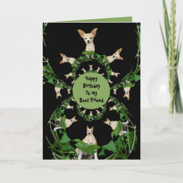 Psychedelic Beige Chihuahua Humous Birthday Kort