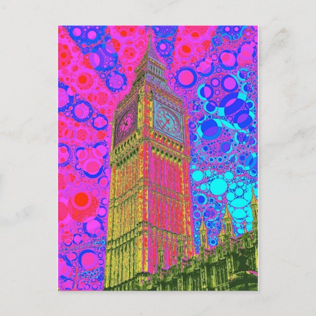 Psychedelic Big Ben Postcard Vykort (Framsida)