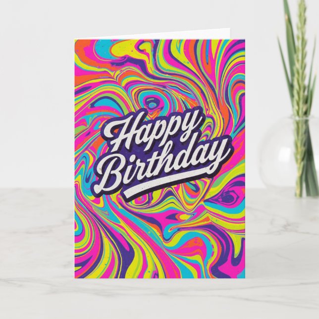 psychedelic birthday card kort (Framsida)