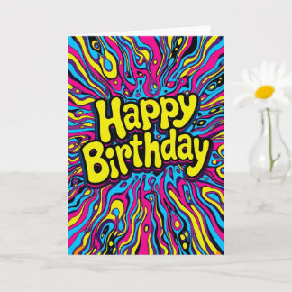 psychedelic birthday card kort