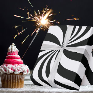 Psychedelic Black and White Swirl Presentpapper