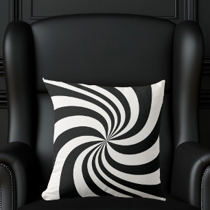 Psychedelic Black White Swirl Coola Trippy Spiral Kudde