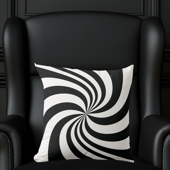 Psychedelic Black White Swirl Coola Trippy Spiral Kudde (Skapare uppladdad)
