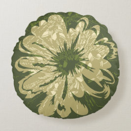 Psychedelic blom- Reversible för Aquariusvintage Rund Kudde