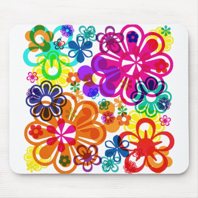 Psychedelic blomma MousePad Musmatta (Framsidan)