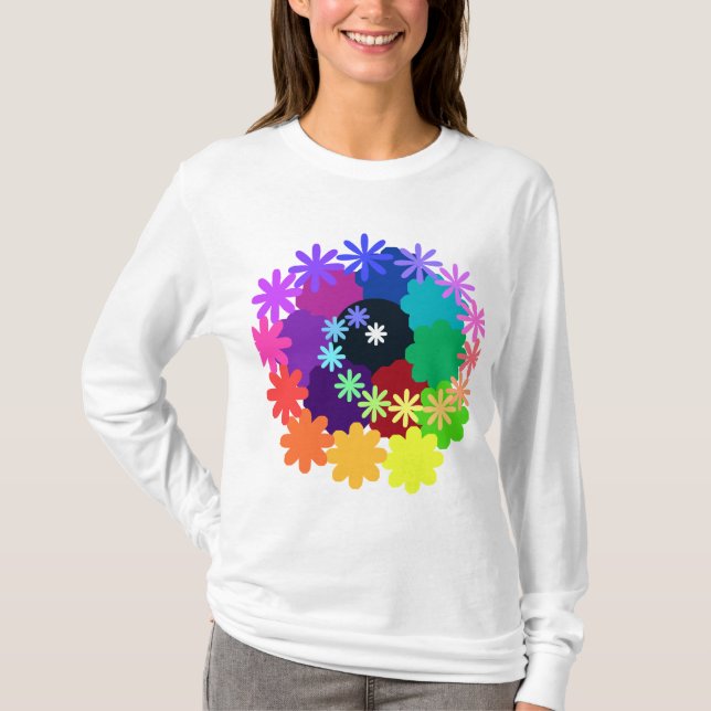Psychedelic blommalångärmadskjorta tröja (Framsida)