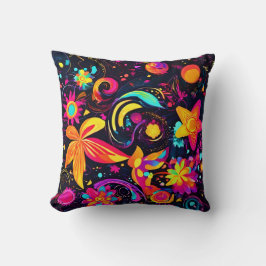 Psychedelic Blommigt Cosmos Kudde