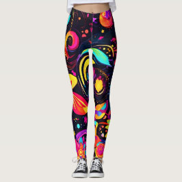 Psychedelic Blommigt Cosmos Leggings